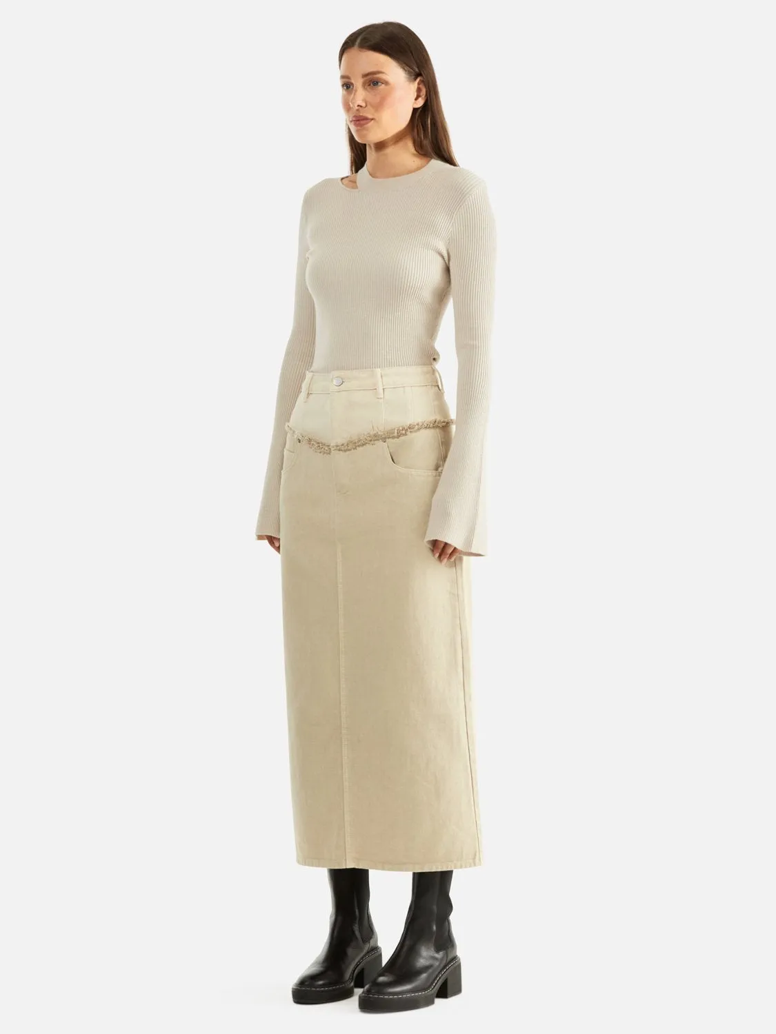 Rylie Two Tone Denim Maxi Skirt - Off White sold by Ena Pelly product image thumbnail 2