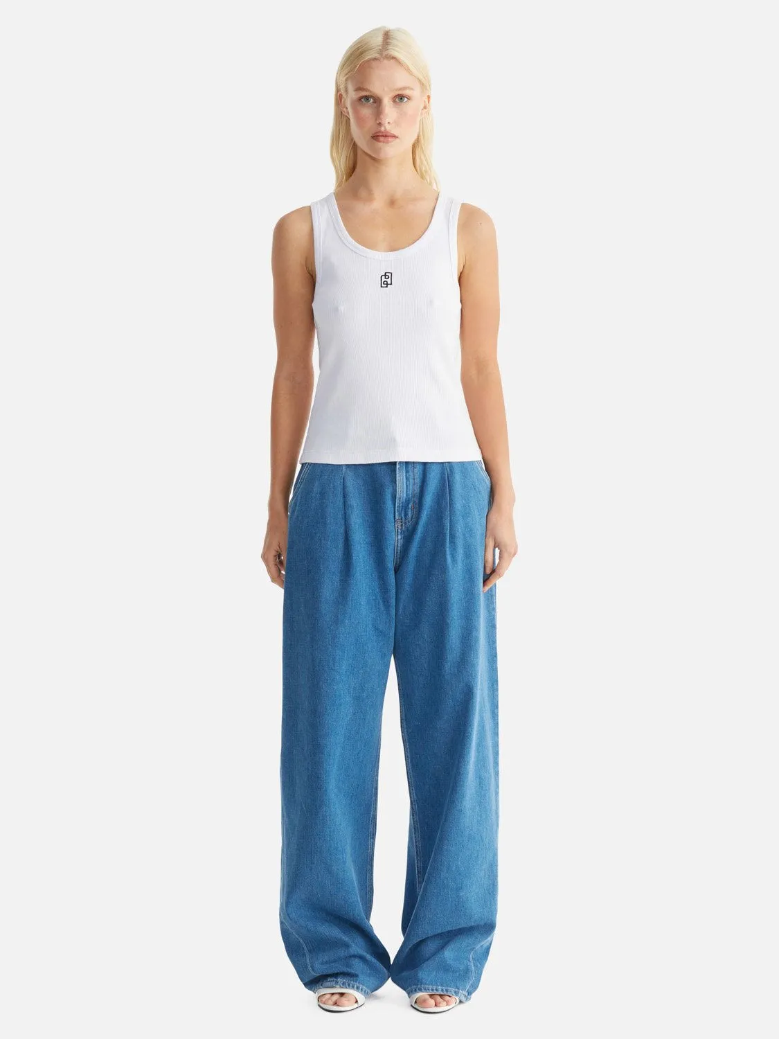 Kendall Monogram Tank - White sold by Ena Pelly