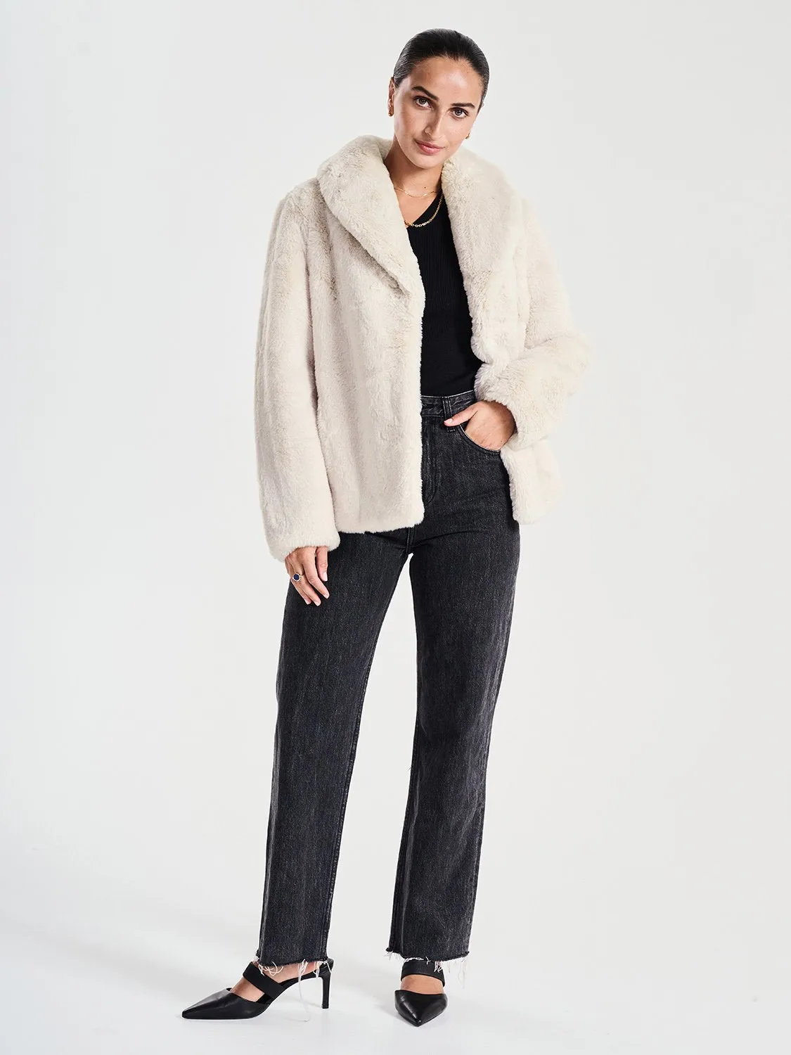 Marni Faux Fur Jacket - Bone sold by Ena Pelly
