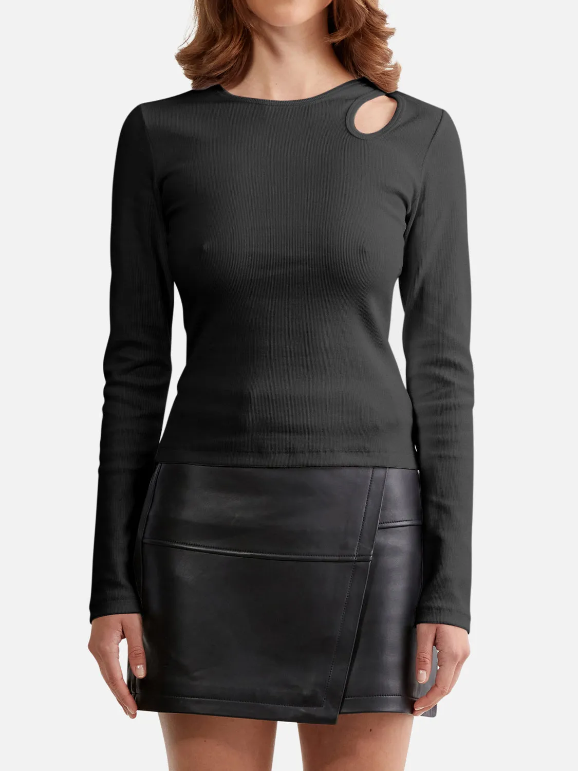 NORA CUT OUT LONG SLEEVE TOP - BLACK sold by Ena Pelly product image thumbnail 4