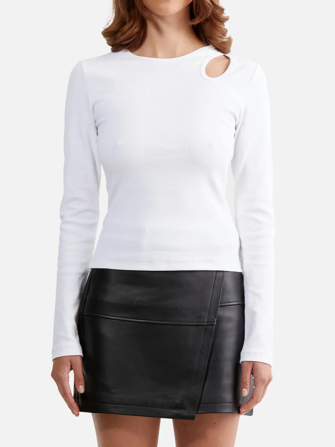 NORA CUT OUT LONG SLEEVE TOP - WHITE sold by Ena Pelly product image thumbnail 4
