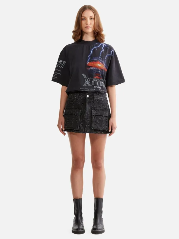 Blossom Denim Mini Skirt - Charcoal Wash made by Ena Pelly