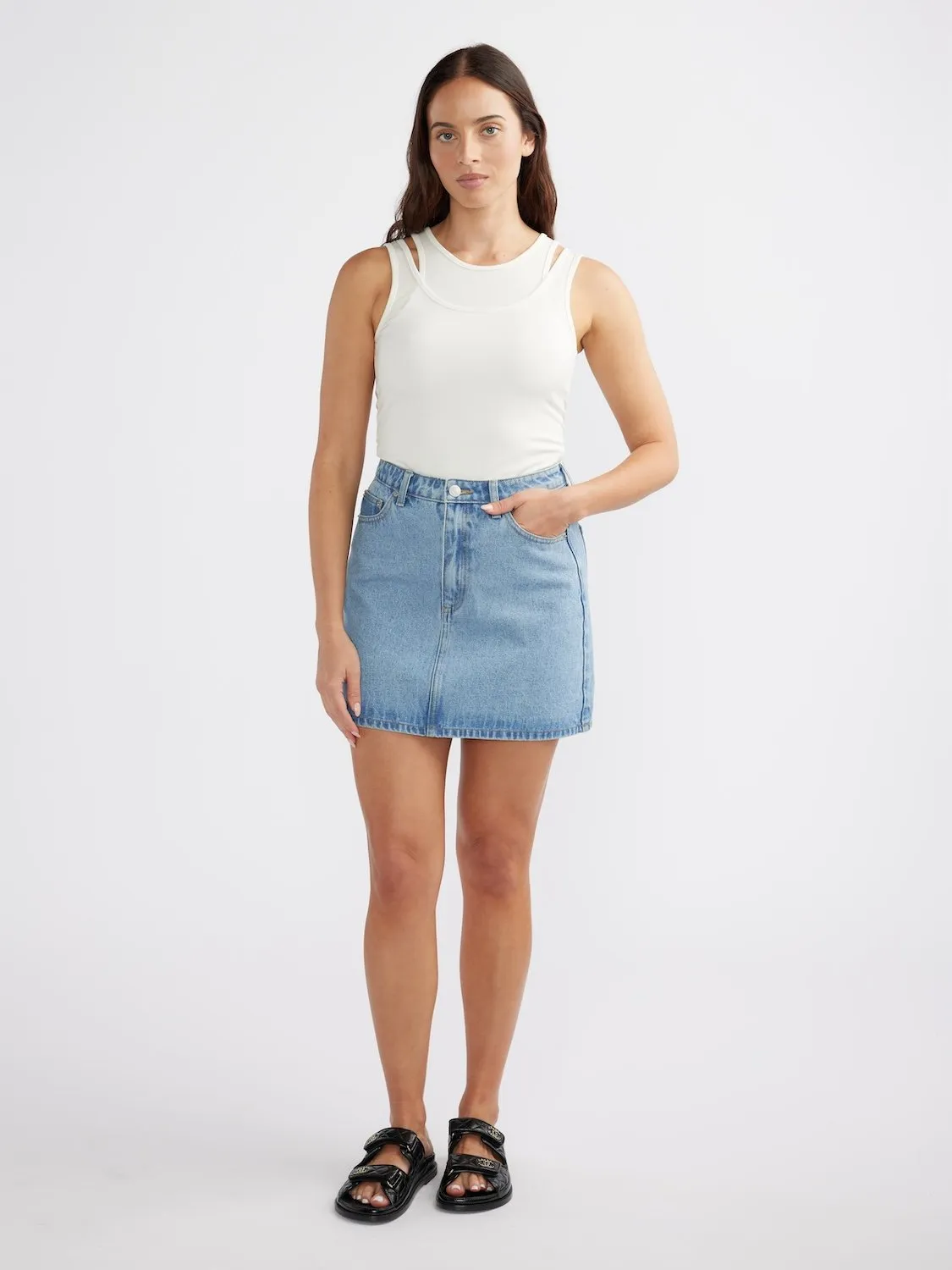 REESE DENIM MINI SKIRT sold by Ena Pelly