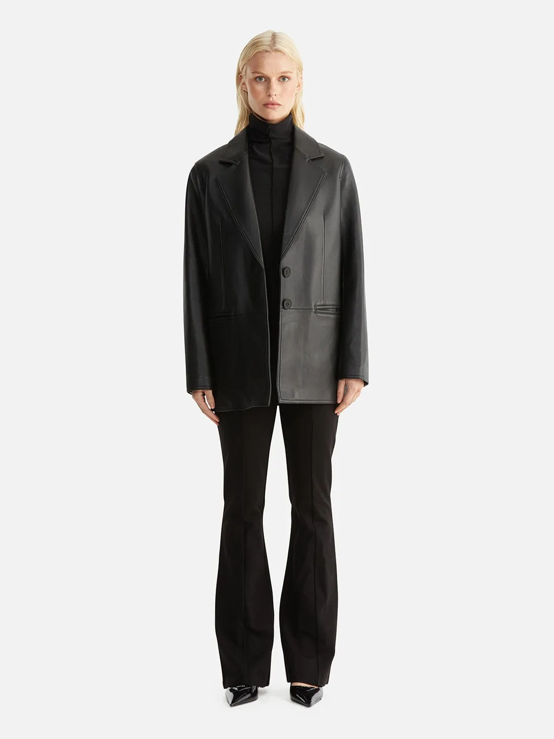 Charlotte Oversized Leather Blazer - Black sold by Ena Pelly product image thumbnail 4