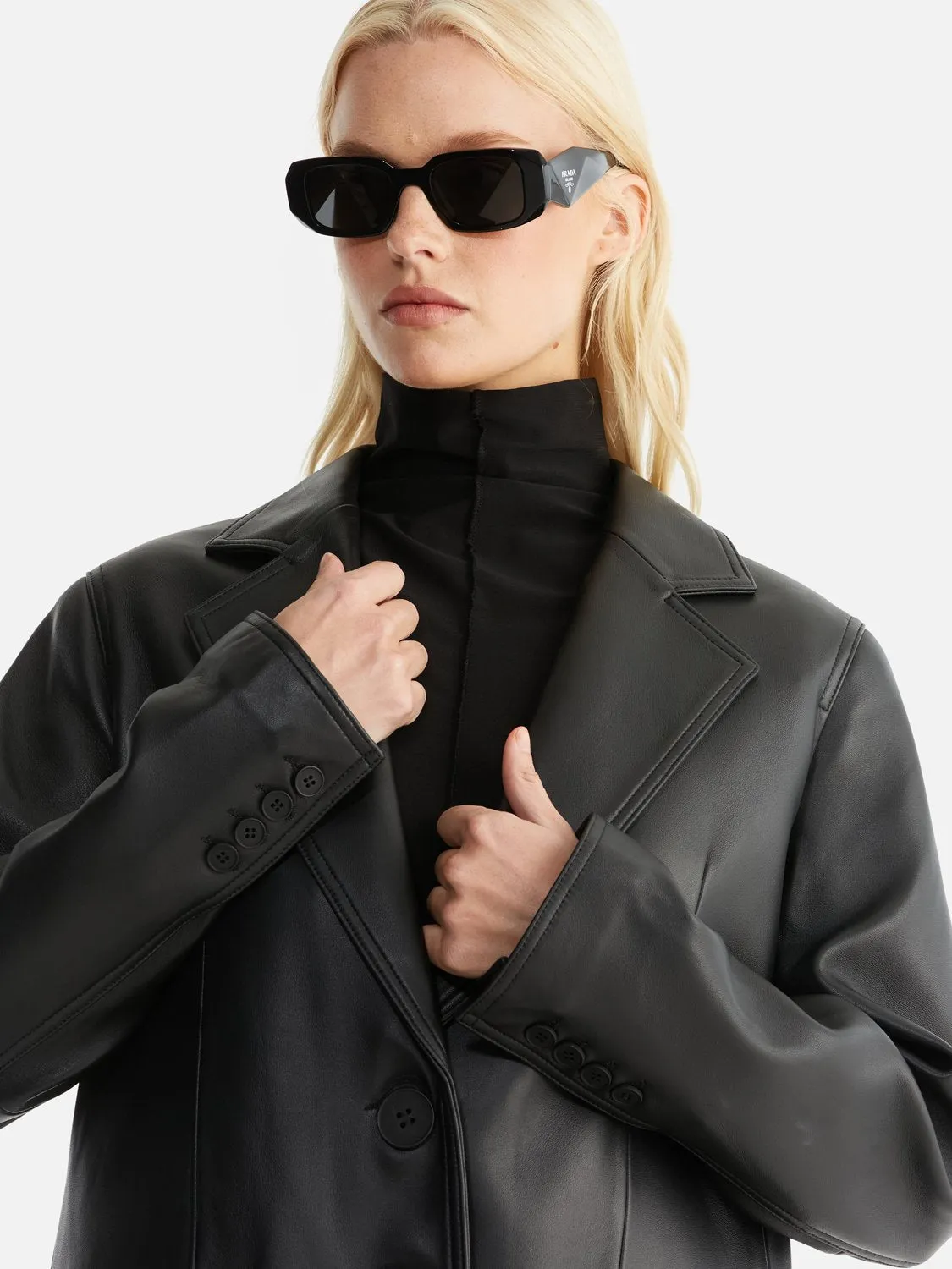 Charlotte Oversized Leather Blazer - Black sold by Ena Pelly product image thumbnail 5