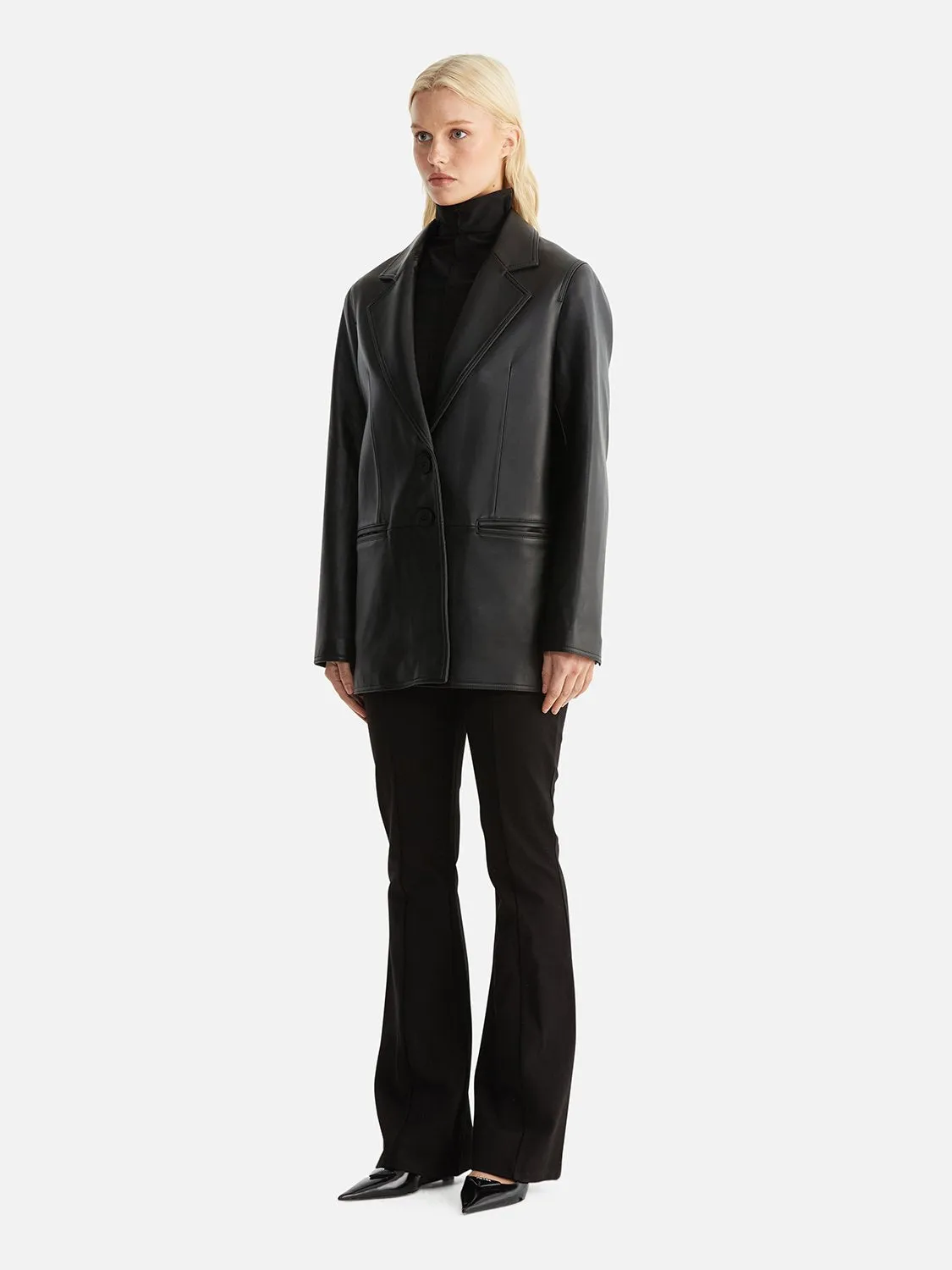 Charlotte Oversized Leather Blazer - Black sold by Ena Pelly product image thumbnail 2