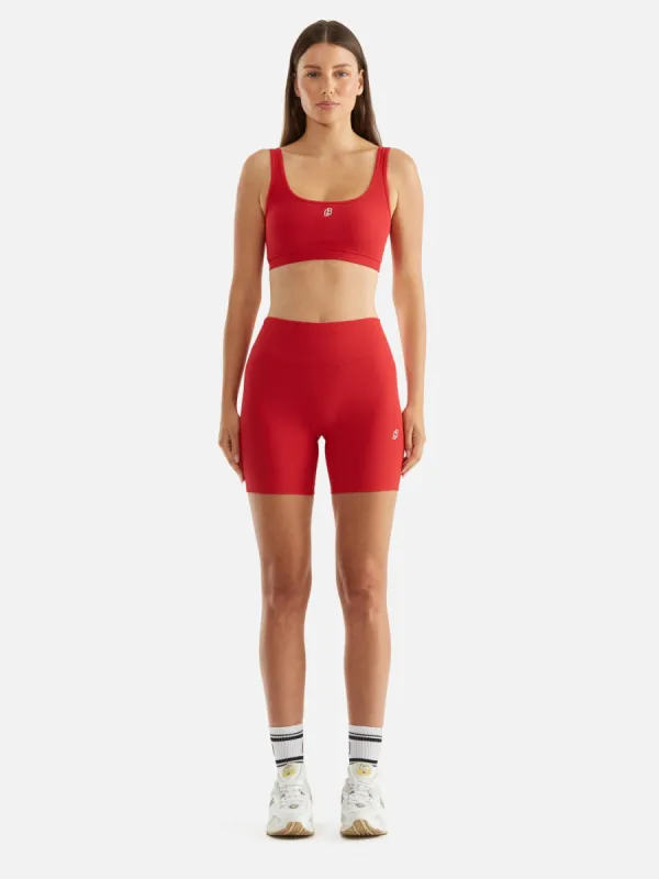 Athleisure Rib Bike Short - Cherry Red sold by Ena Pelly