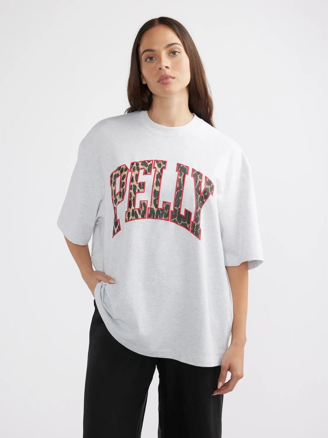 LEOPARD COLLEGIATE TEE - White Marle sold by Ena Pelly product image thumbnail 4