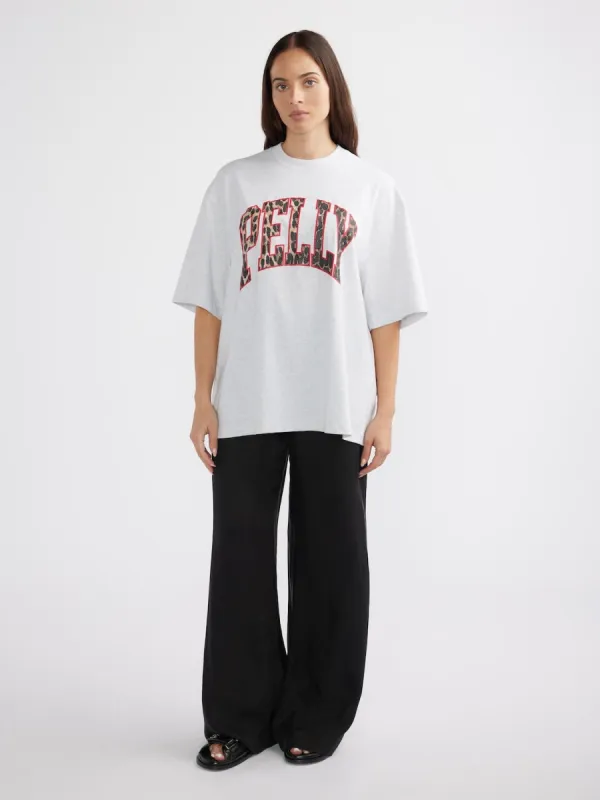 LEOPARD COLLEGIATE TEE - White Marle sold by Ena Pelly