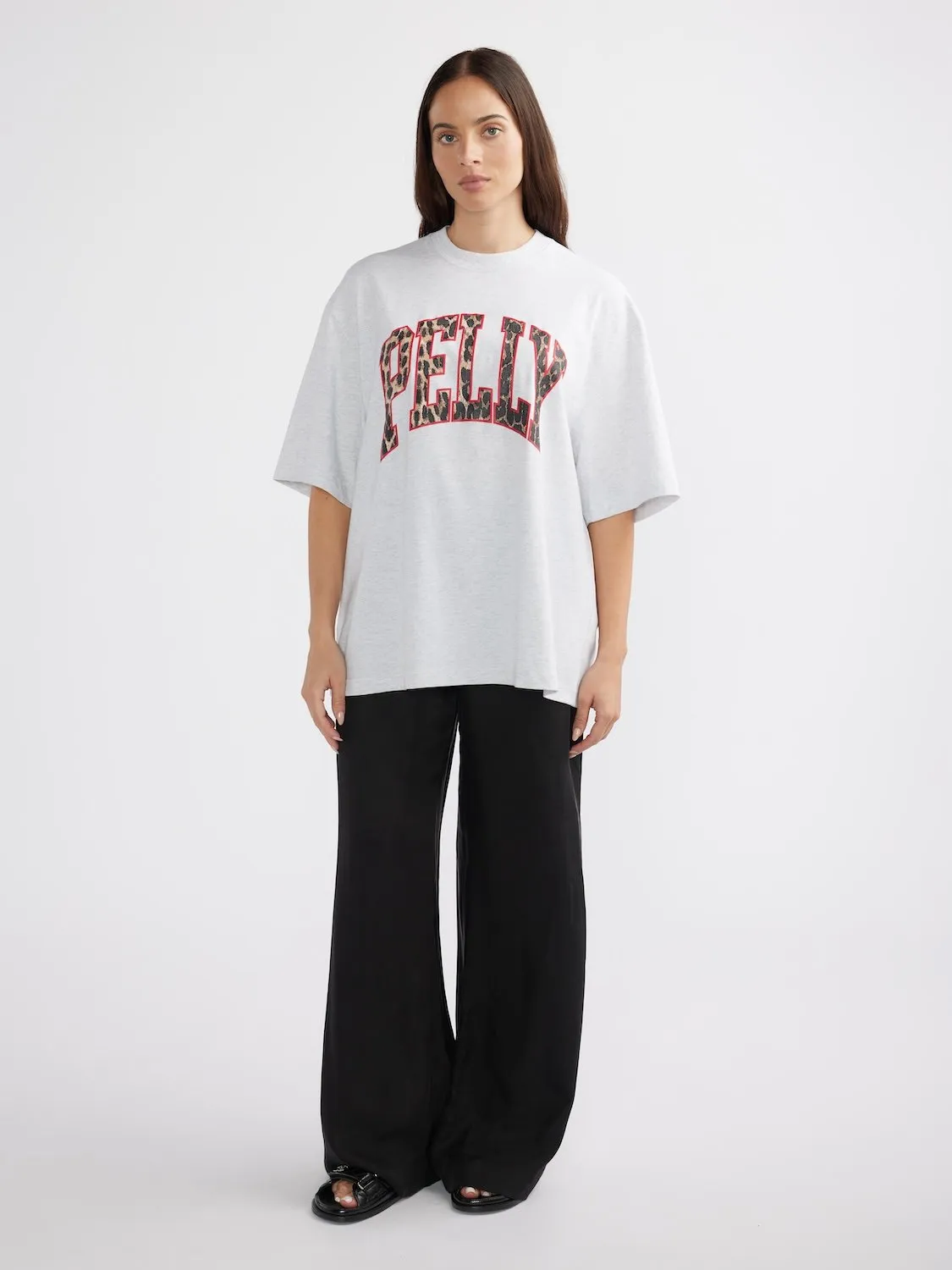 LEOPARD COLLEGIATE TEE - White Marle sold by Ena Pelly