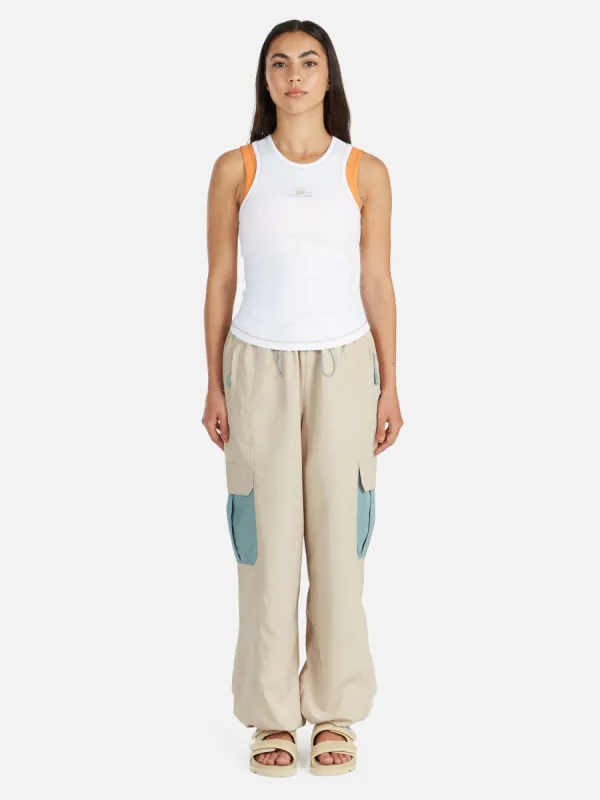 Athleisure Rib Tank - White/ Sand sold by Ena Pelly