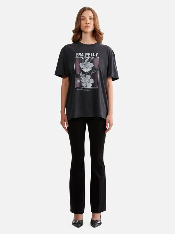 Jessie Oversized Tee Floral - Vintage Black sold by Ena Pelly