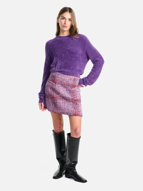 Neve Wool Mini Skirt - Meadow Violet Tweed sold by Ena Pelly