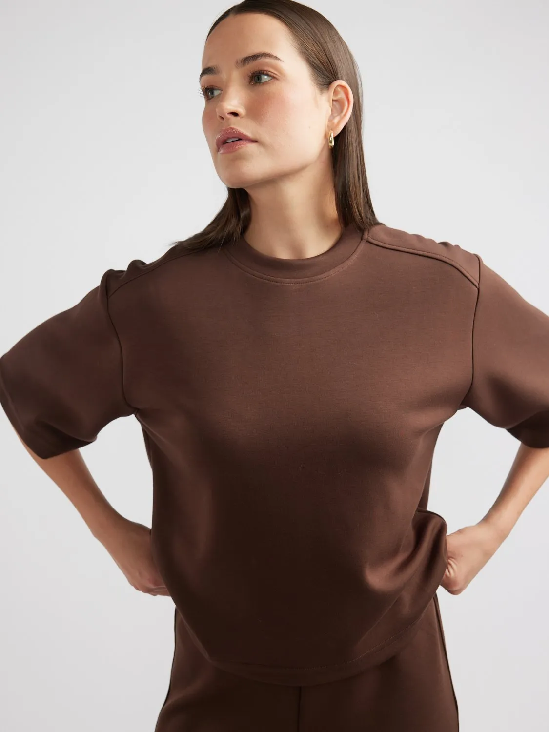 ALESSA RELAXED SOFT JERSEY TEE - Chocolate sold by Ena Pelly product image thumbnail 5