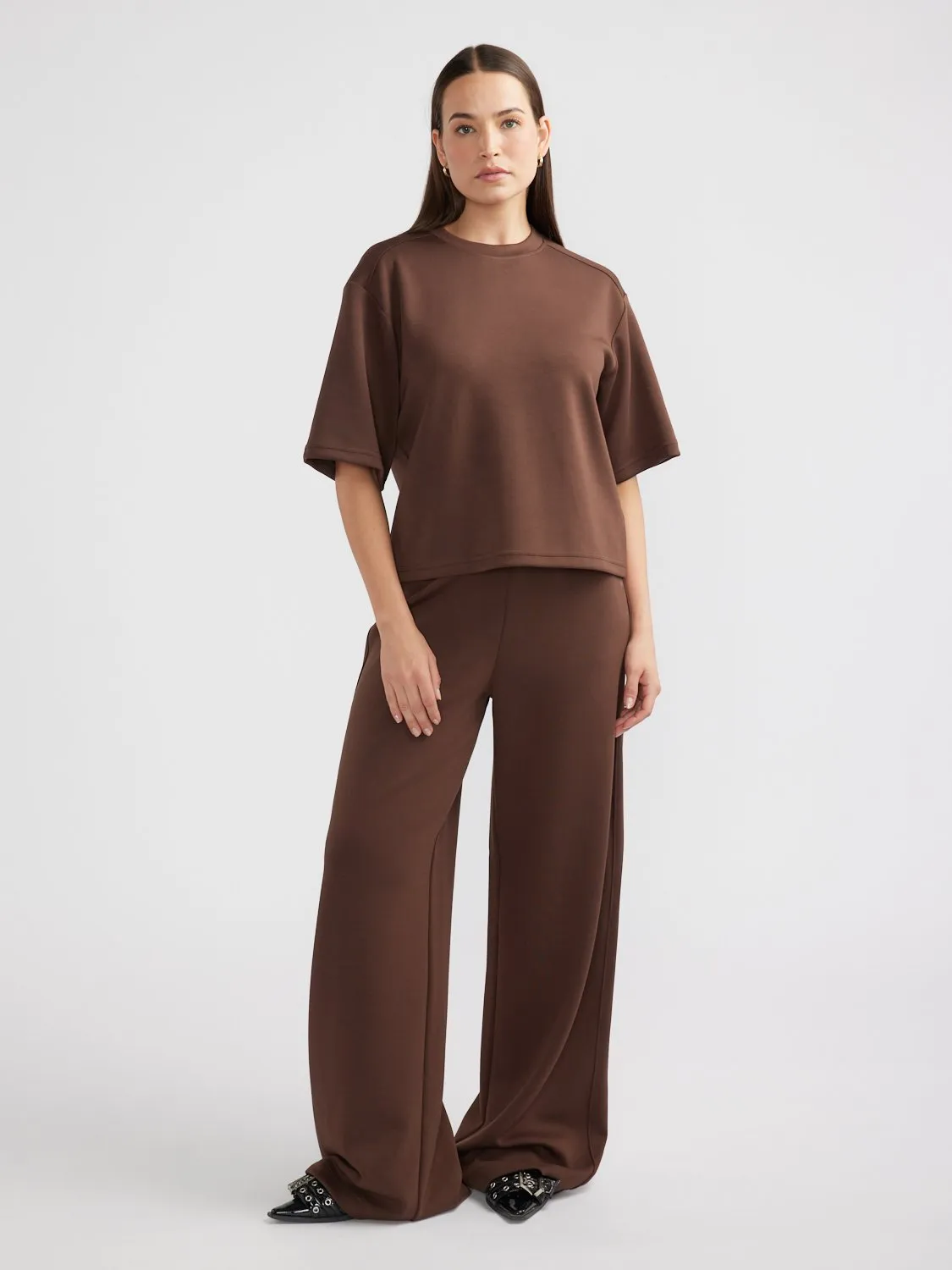 ALESSA RELAXED SOFT JERSEY TEE - Chocolate sold by Ena Pelly