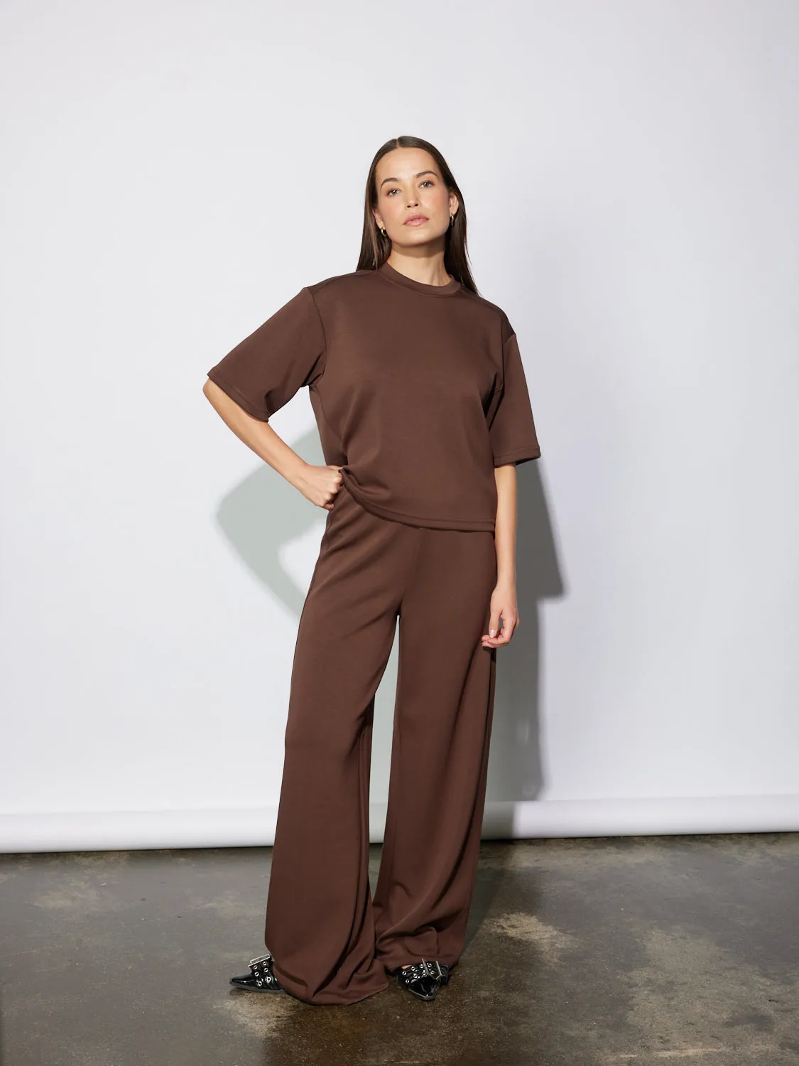 ALESSA RELAXED SOFT JERSEY TEE - Chocolate sold by Ena Pelly product image thumbnail 2