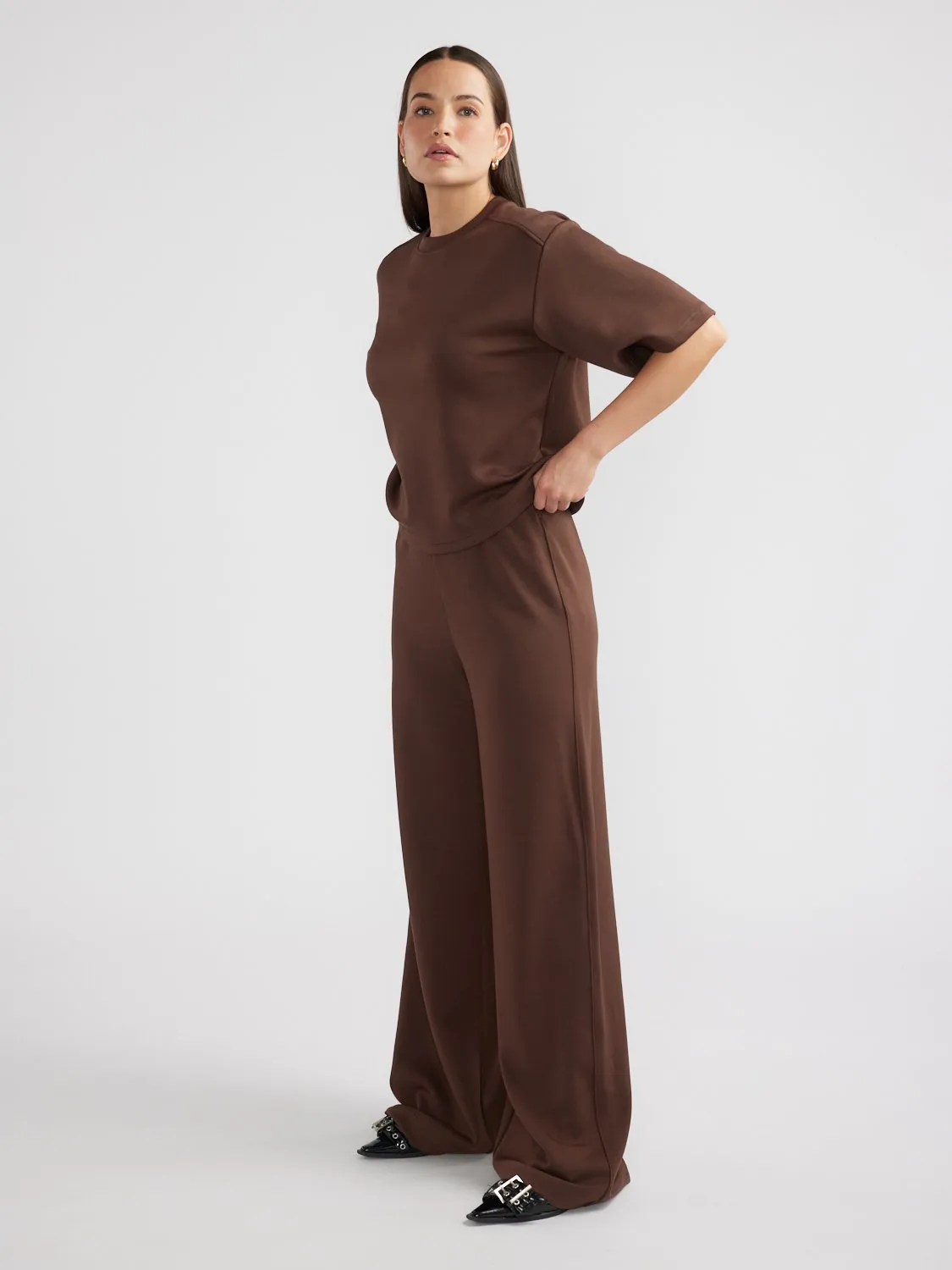 ALESSA RELAXED SOFT JERSEY TEE - Chocolate sold by Ena Pelly product image thumbnail 3