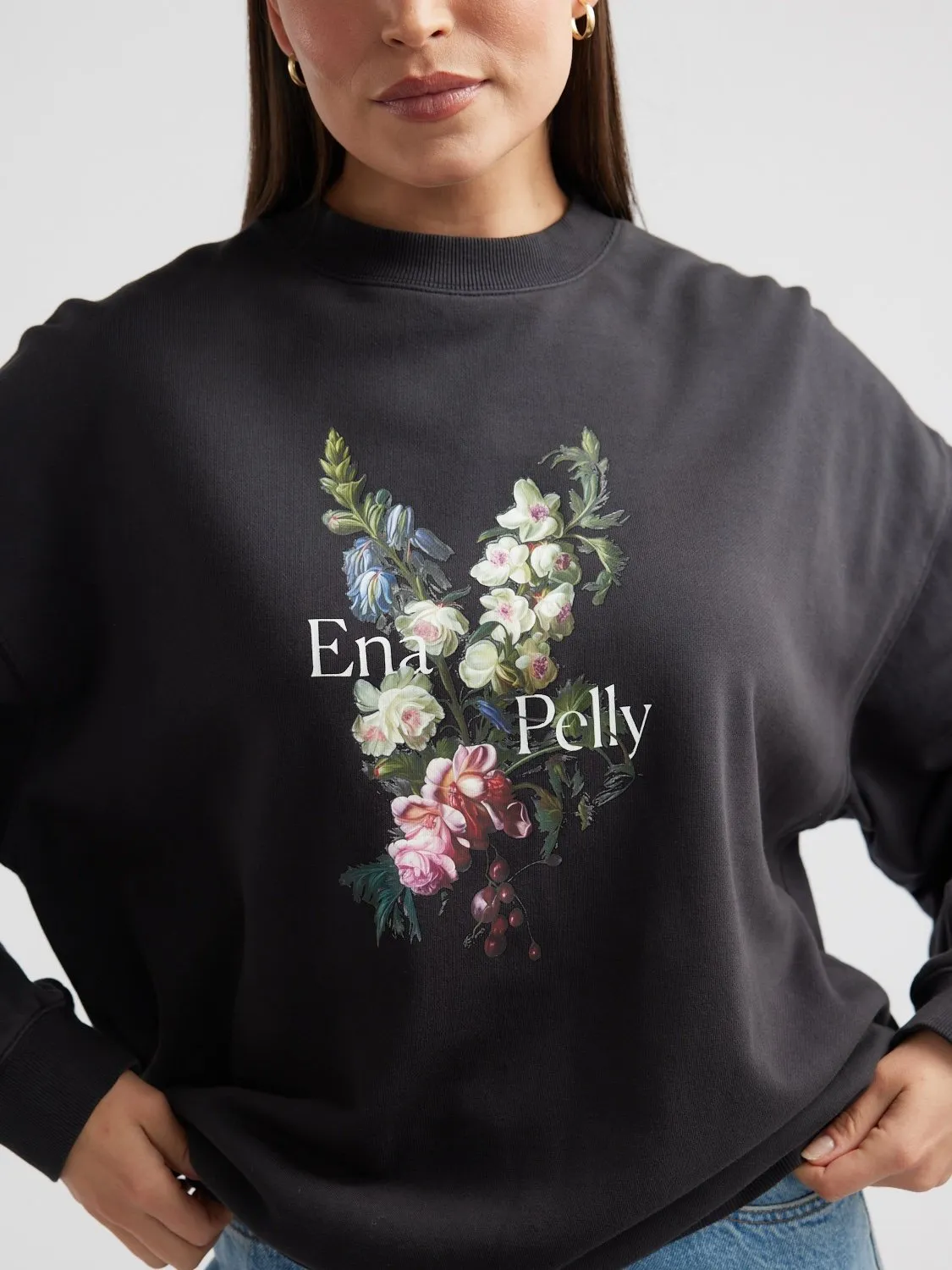ANTIQUE FLOWER SWEATSHIRT - Vintage Black sold by Ena Pelly product image thumbnail 4