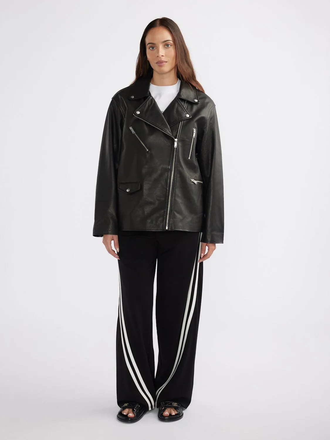 CORE LEATHER BIKER JACKET - Black sold by Ena Pelly