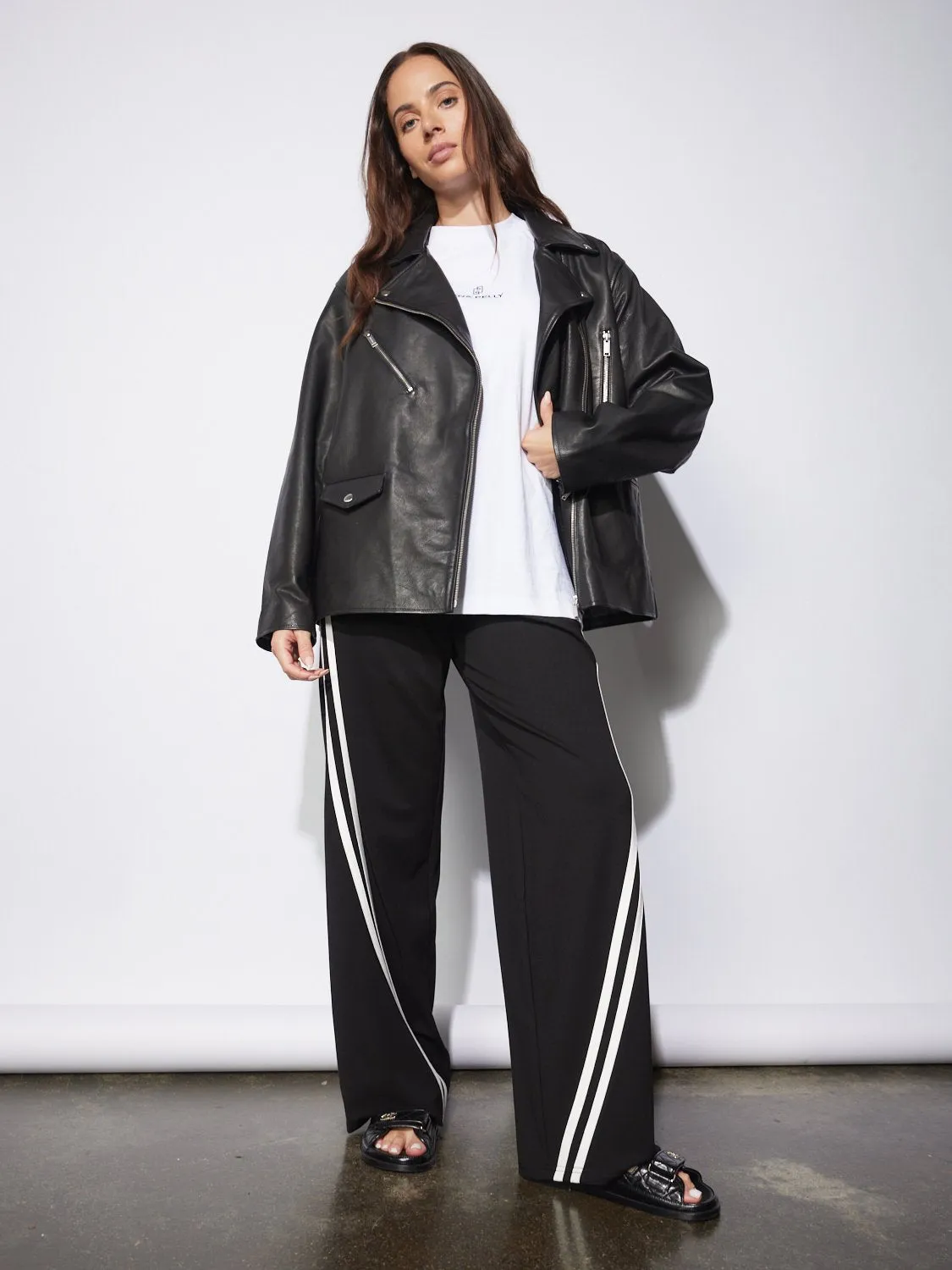 CORE LEATHER BIKER JACKET - Black sold by Ena Pelly product image thumbnail 5