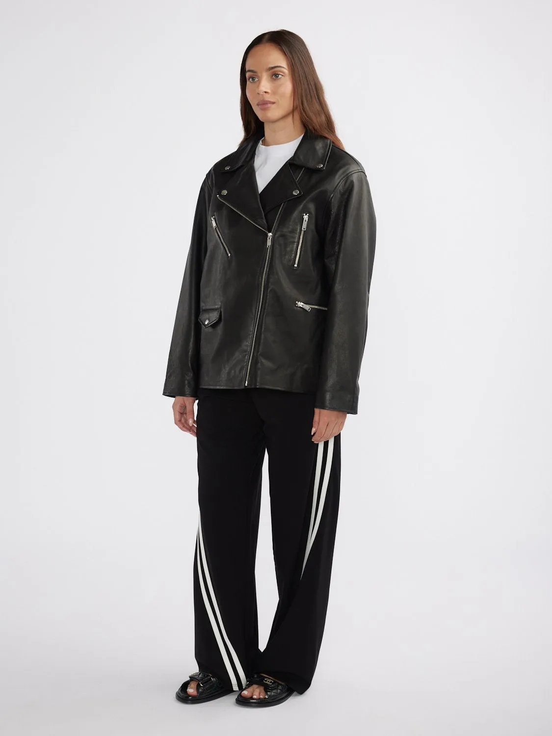 CORE LEATHER BIKER JACKET - Black sold by Ena Pelly product image thumbnail 2