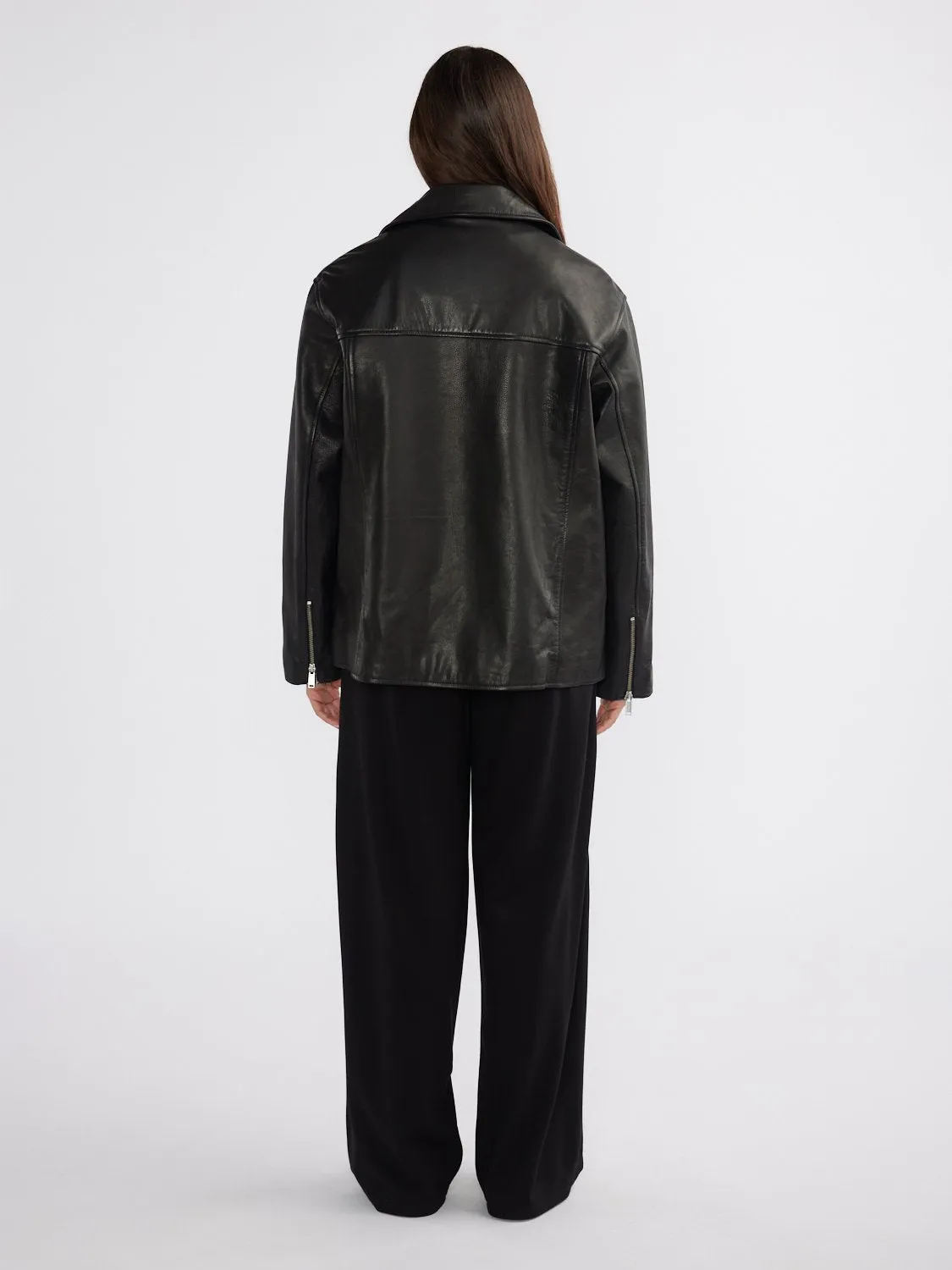 CORE LEATHER BIKER JACKET - Black sold by Ena Pelly product image thumbnail 3