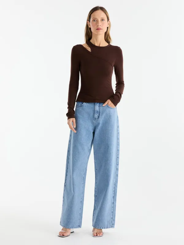 MAXI RIB TOP - Chocolate made by Ena Pelly