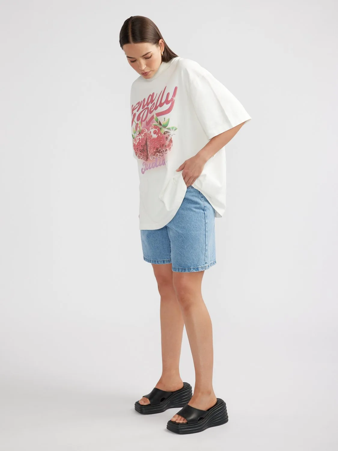 STRAWBERRY GLOW TEE - Vintage White sold by Ena Pelly product image thumbnail 3
