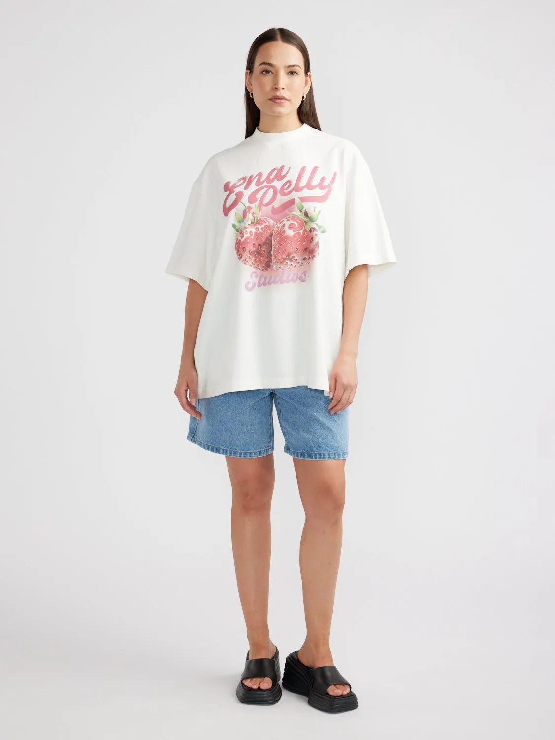 STRAWBERRY GLOW TEE - Vintage White sold by Ena Pelly