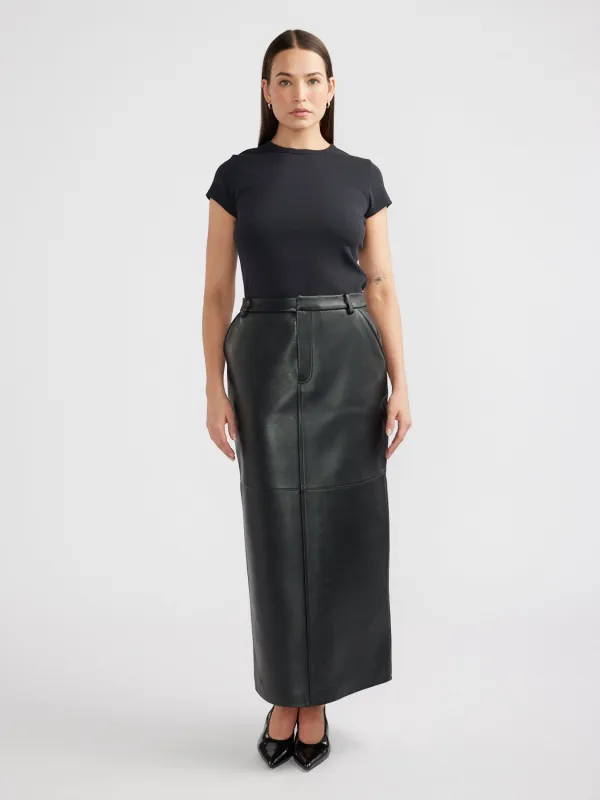 ARDEN LEATHER MAXI SKIRT - Black sold by Ena Pelly