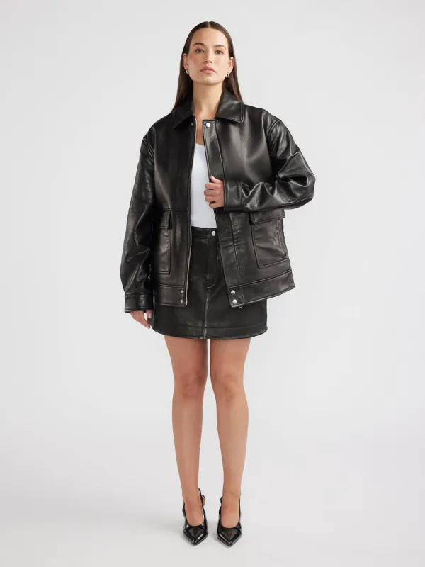 WREN LEATHER JACKET - Black sold by Ena Pelly