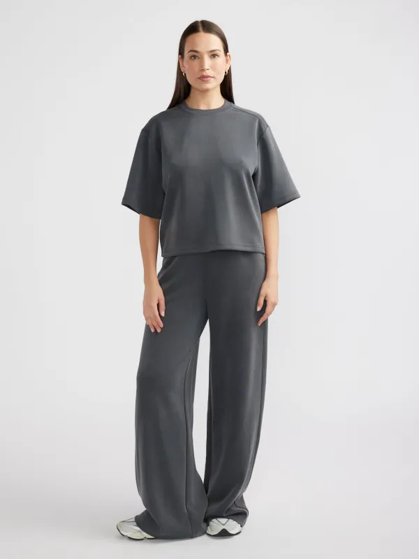 ALESSA RELAXED SOFT JERSEY TEE - Charcoal sold by Ena Pelly