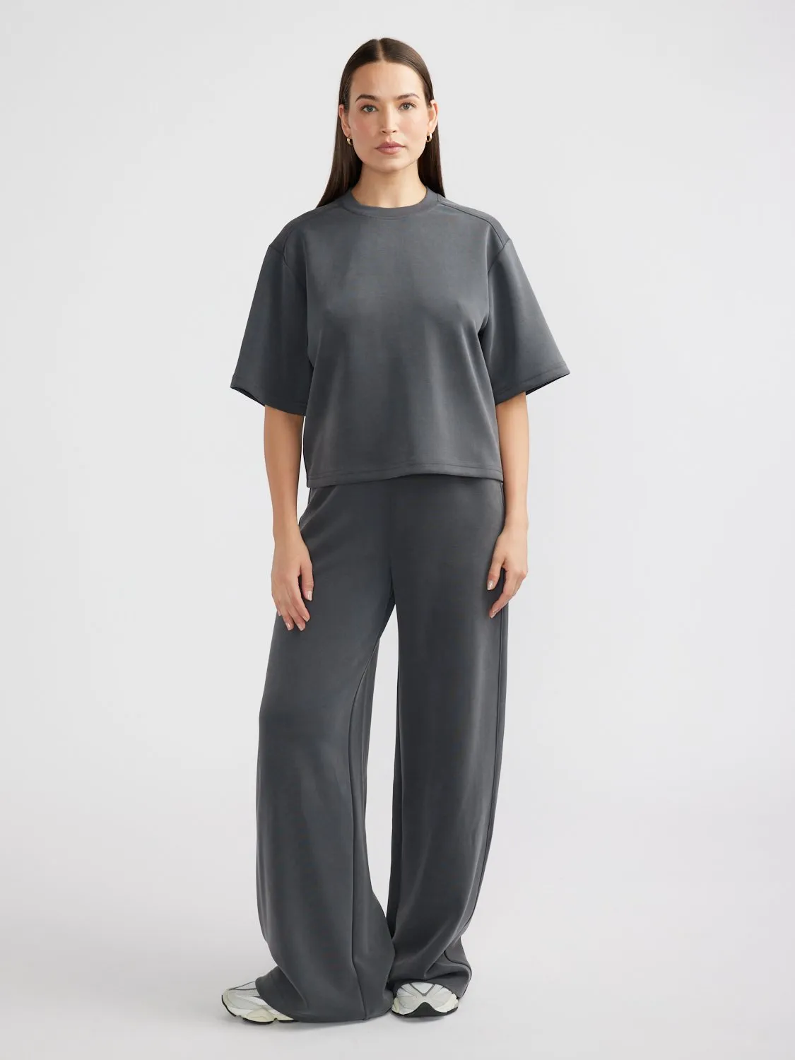 ALESSA RELAXED SOFT JERSEY TEE - Charcoal sold by Ena Pelly