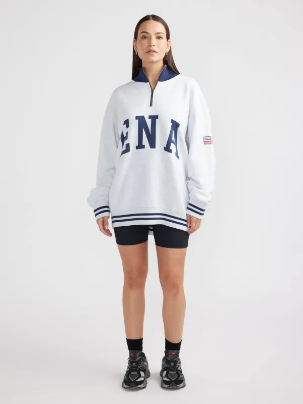 ROSA QTR ZIP SWEATER - White Marle sold by Ena Pelly