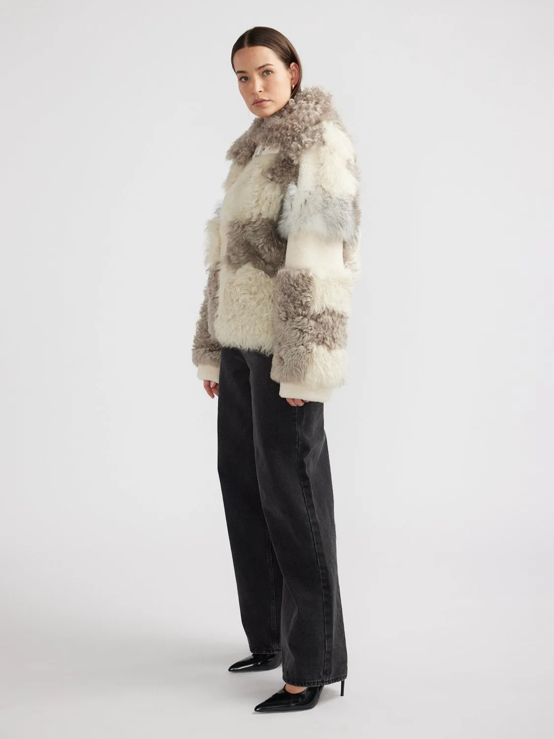Shae Shearling Jacket - Neautral Multi sold by Ena Pelly product image thumbnail 3