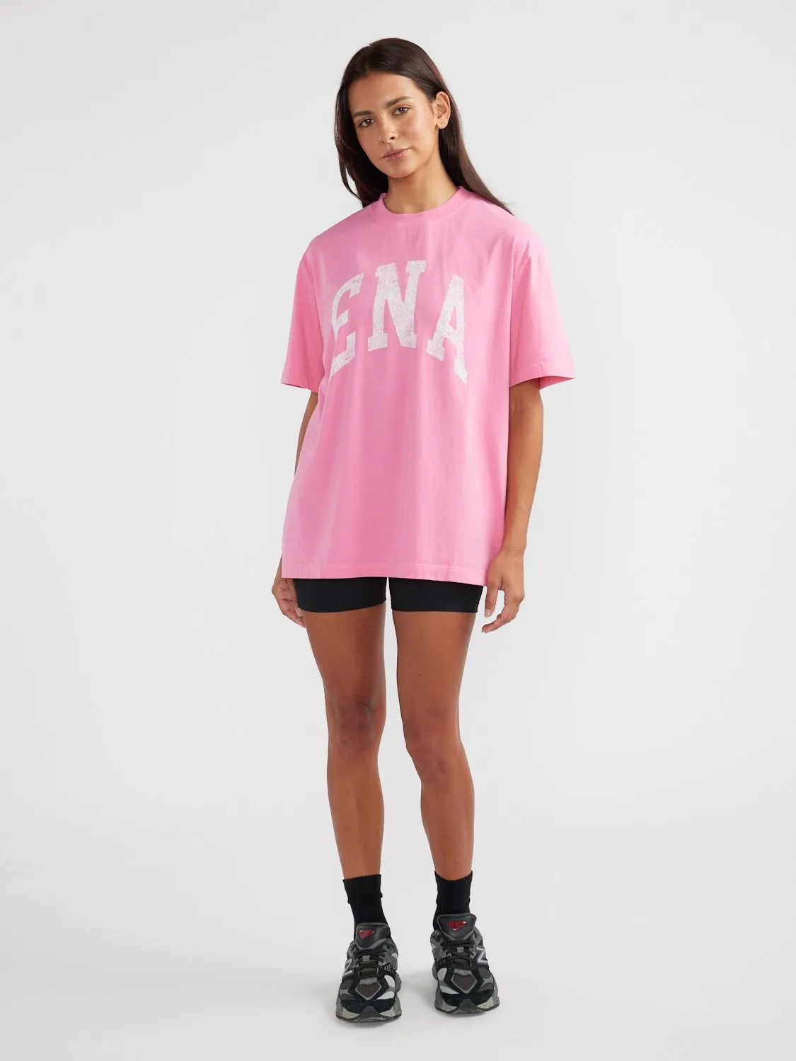 JESSIE OVERSIZED TEE COLLEGIATE - Pop Pink sold by Ena Pelly