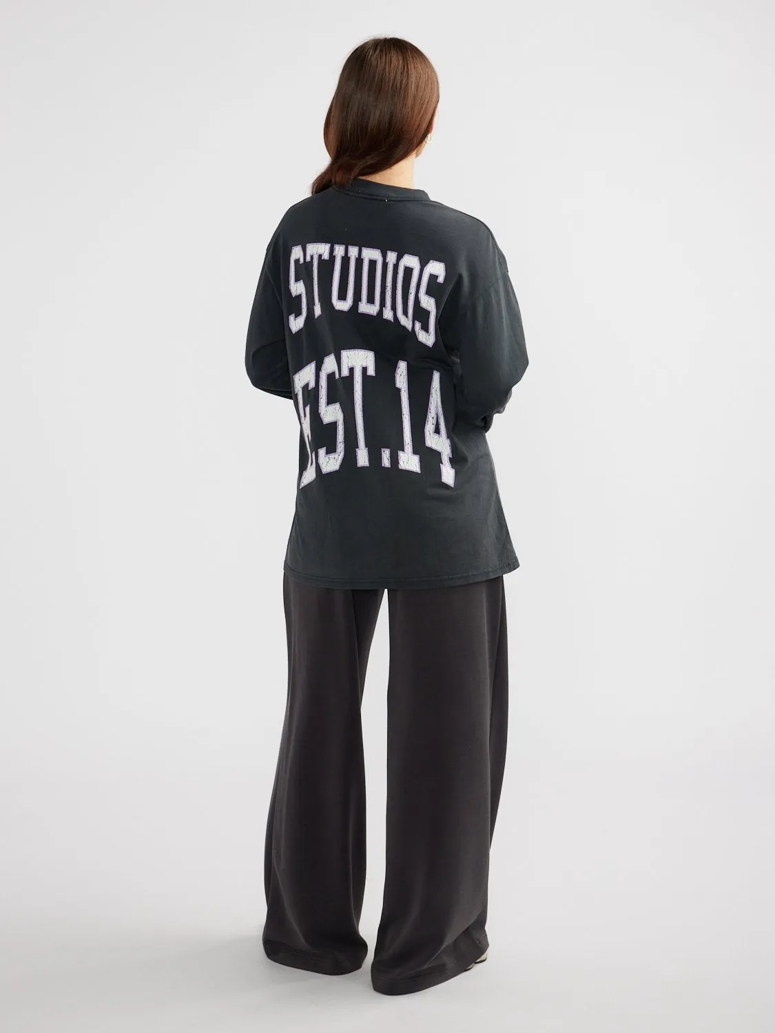 VINTAGE COLLEGIATE LONG SLEEVE TEE - Vintage Black / Lavender sold by Ena Pelly product image thumbnail 4