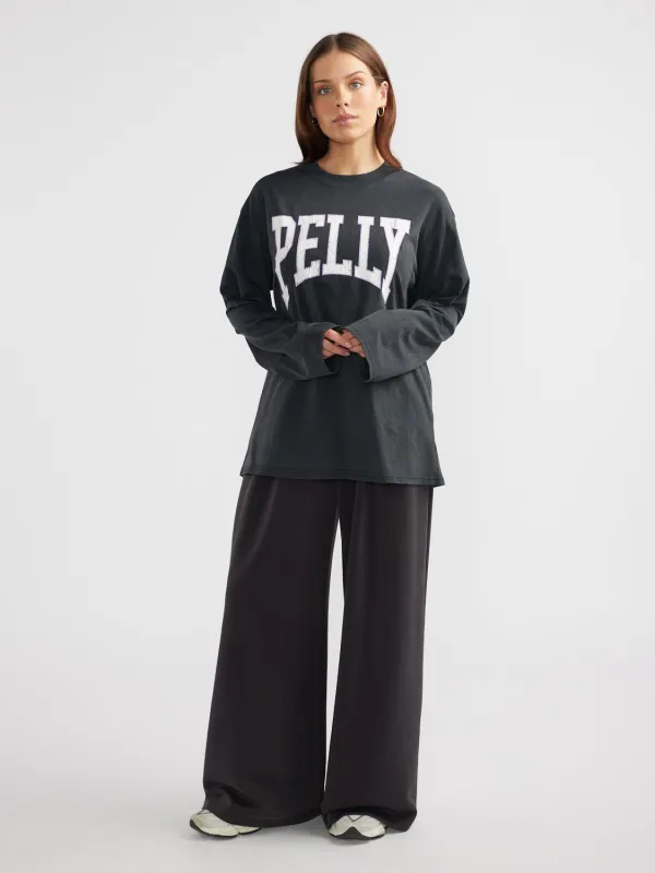 VINTAGE COLLEGIATE LONG SLEEVE TEE - Vintage Black / Lavender sold by Ena Pelly