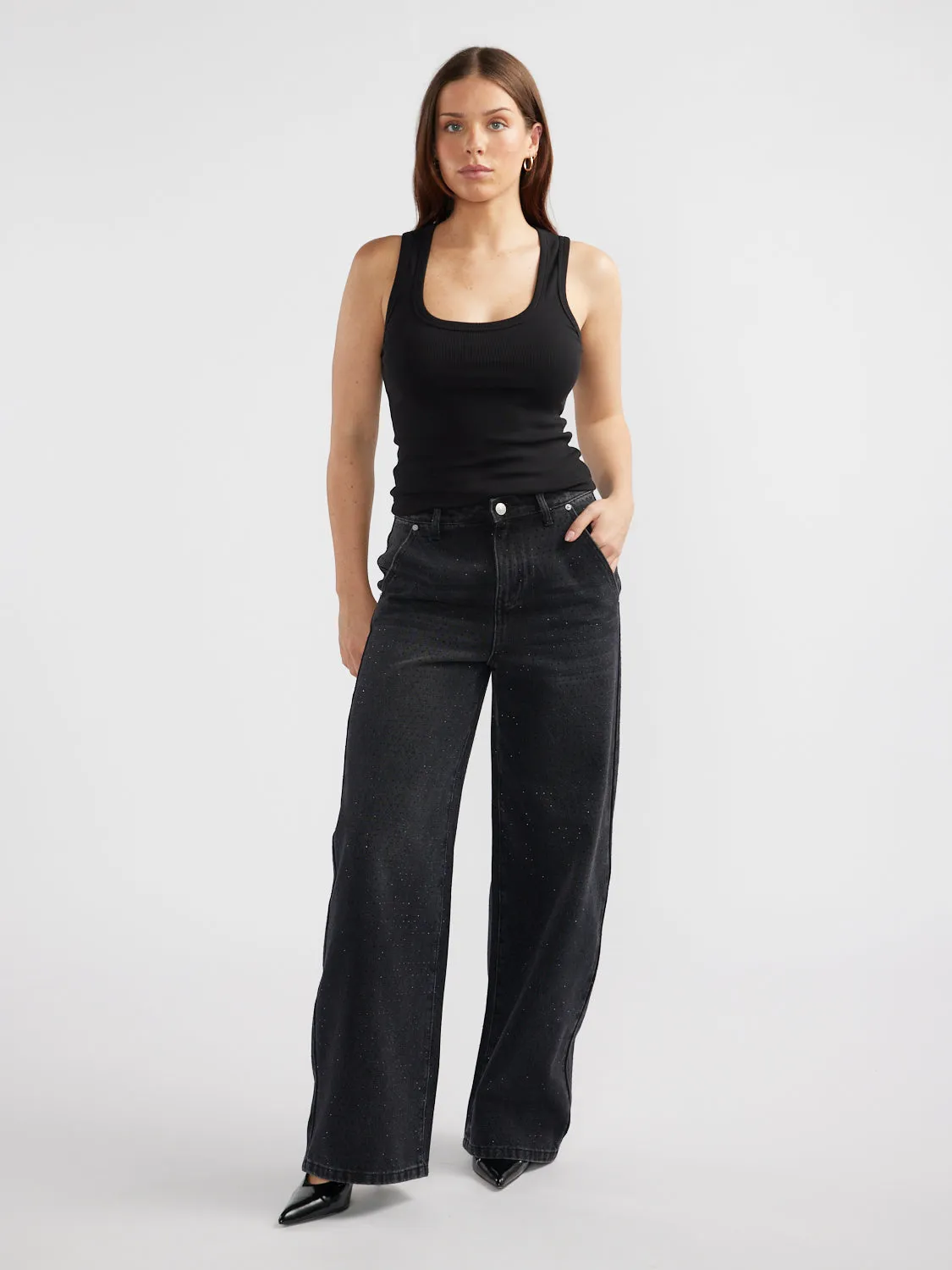 RHODE EMBELLISHED JEAN - Washed Black sold by Ena Pelly