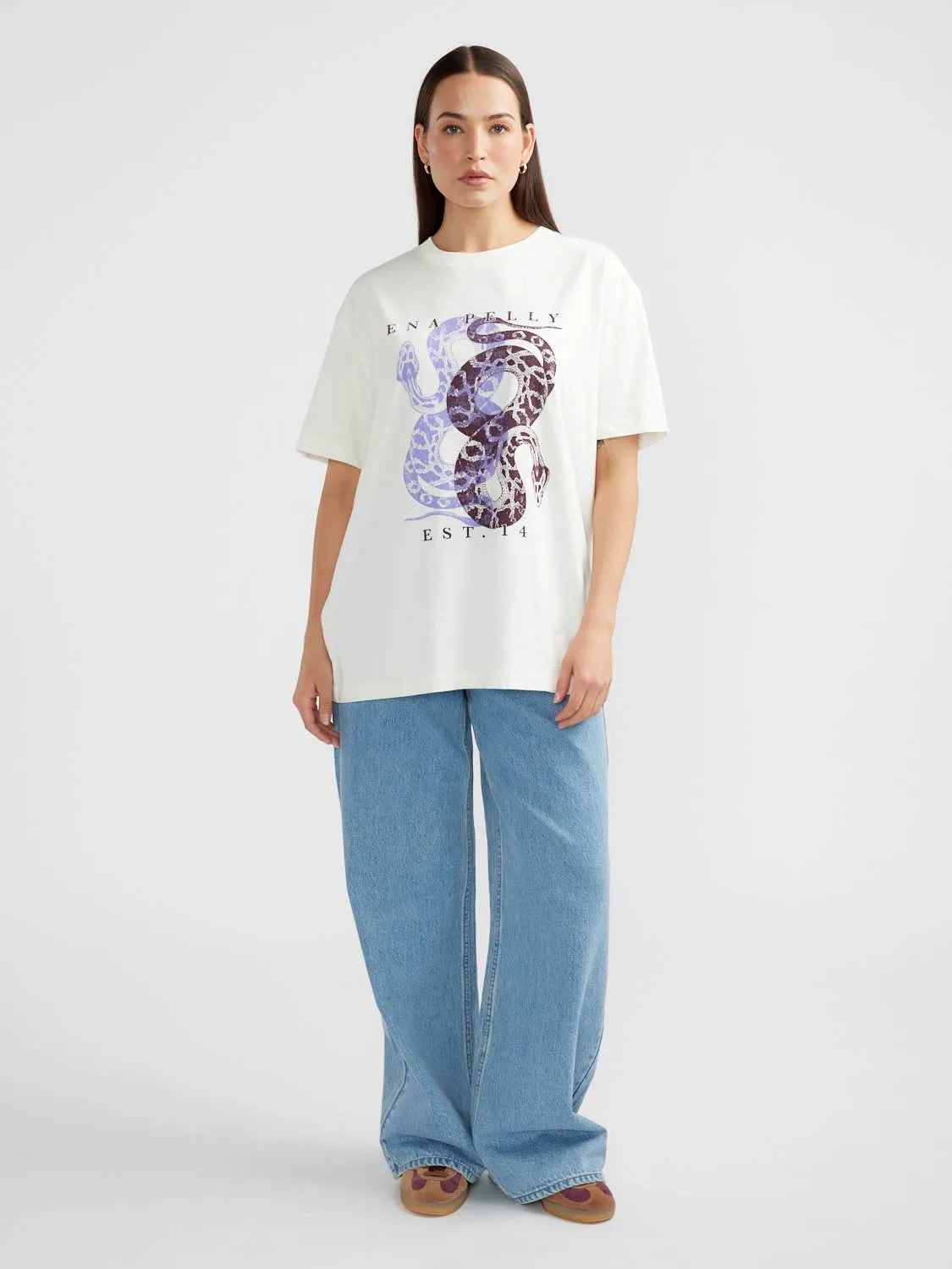DUAL SNAKES TEE - Vintage White sold by Ena Pelly