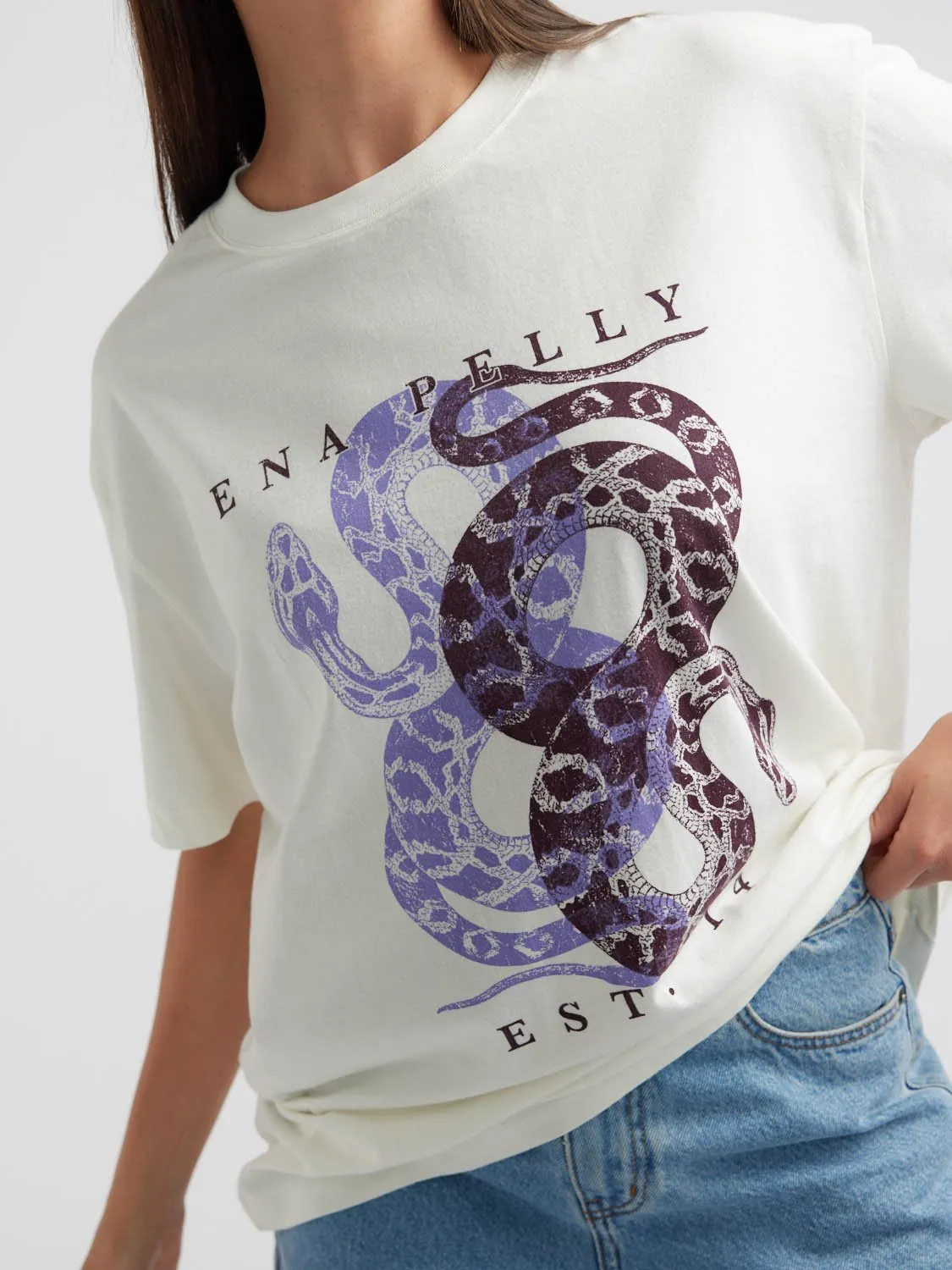 DUAL SNAKES TEE - Vintage White sold by Ena Pelly product image thumbnail 2