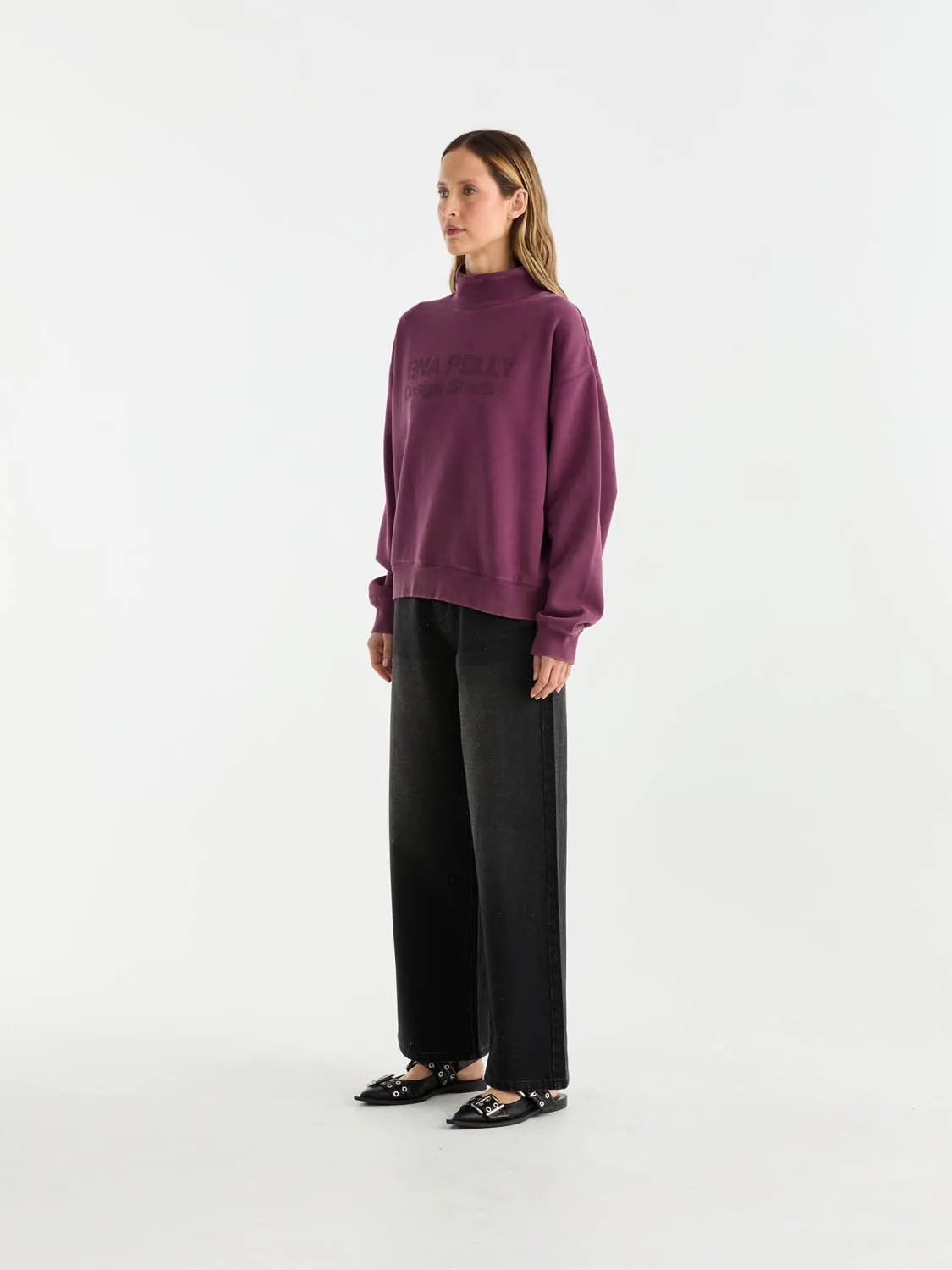 GRACIE HIGH NECK SWEATER TIMELESS - Plum sold by Ena Pelly product image thumbnail 3