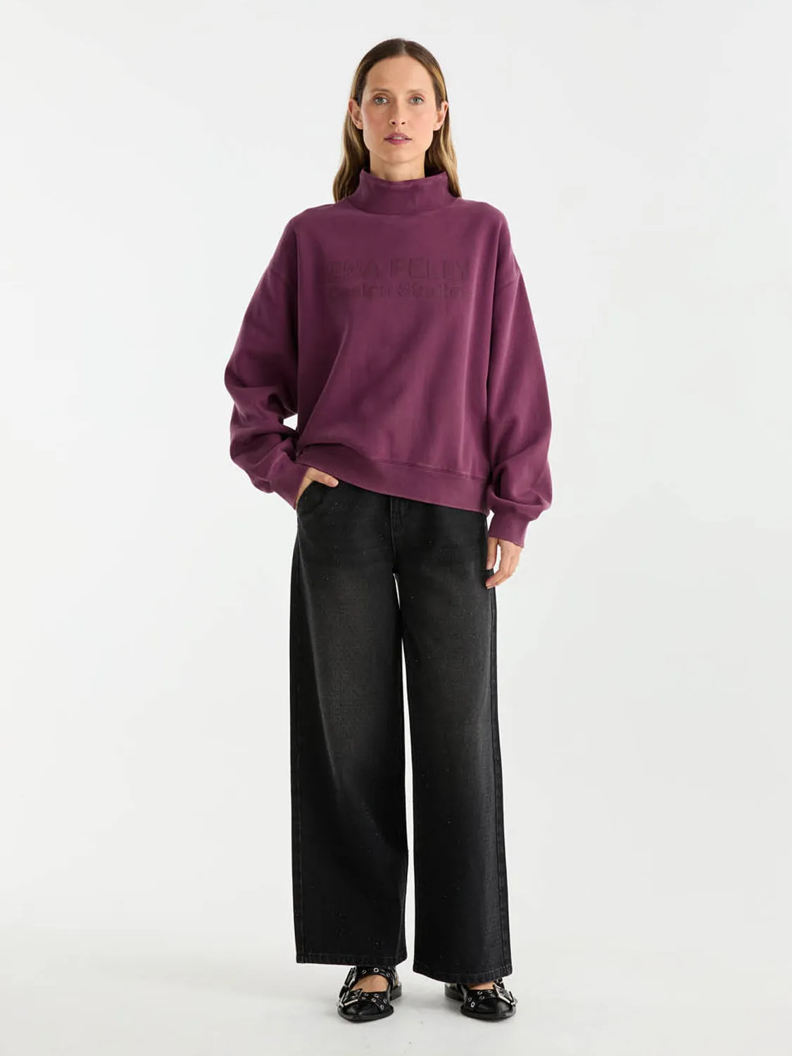 GRACIE HIGH NECK SWEATER TIMELESS - Plum sold by Ena Pelly