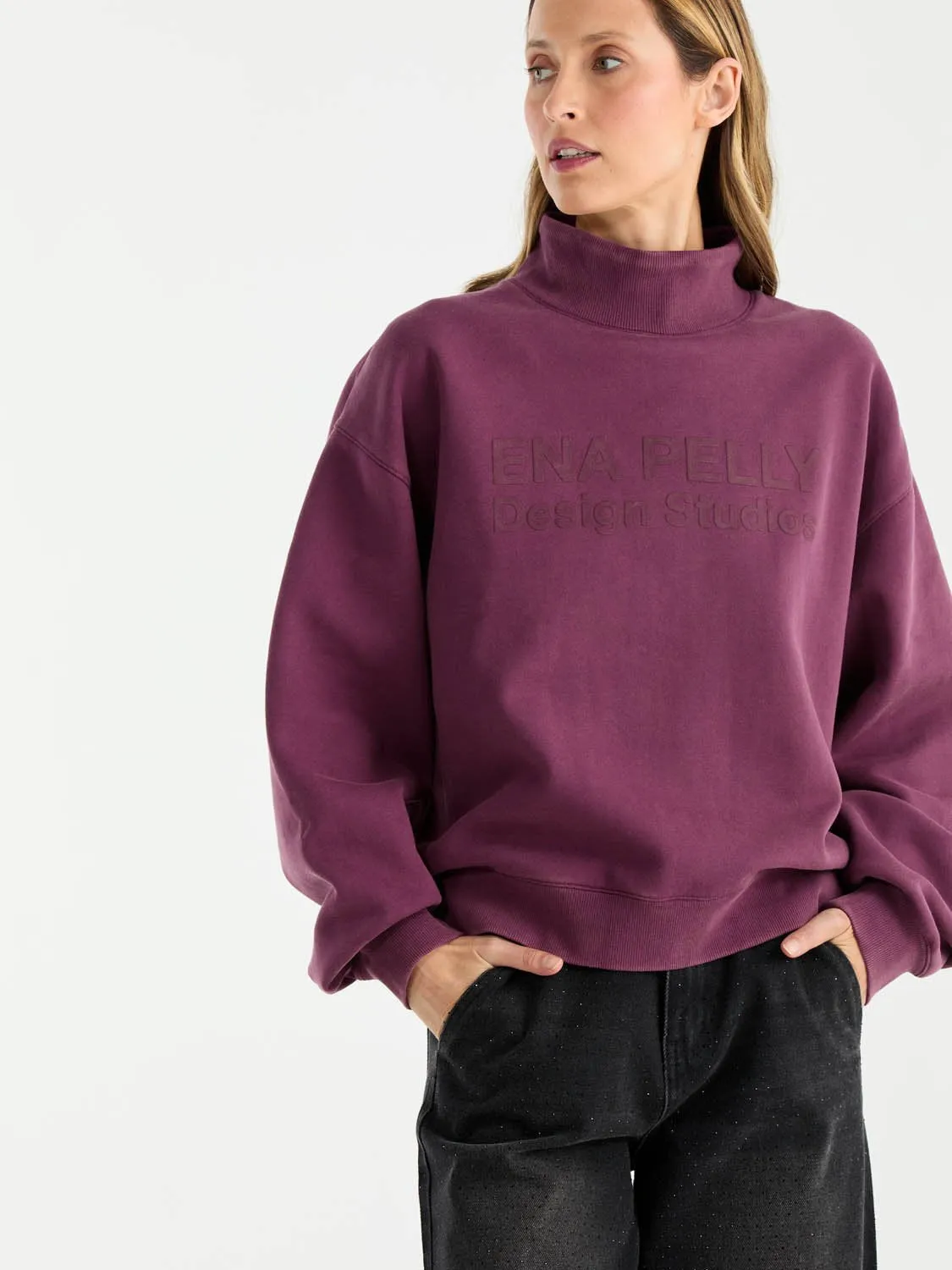 GRACIE HIGH NECK SWEATER TIMELESS - Plum sold by Ena Pelly product image thumbnail 2