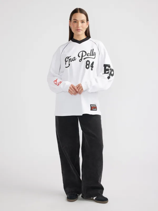 SCRIPT JERSEY LONG SLEEVE TEE sold by Ena Pelly