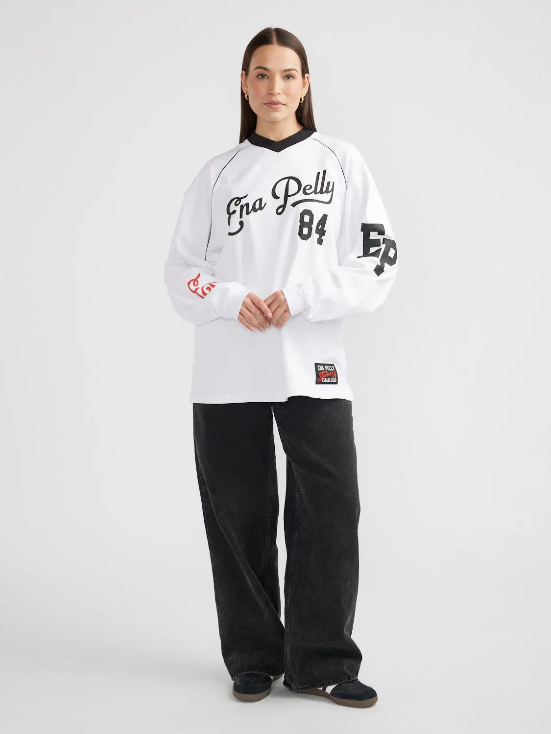 SCRIPT JERSEY LONG SLEEVE TEE sold by Ena Pelly