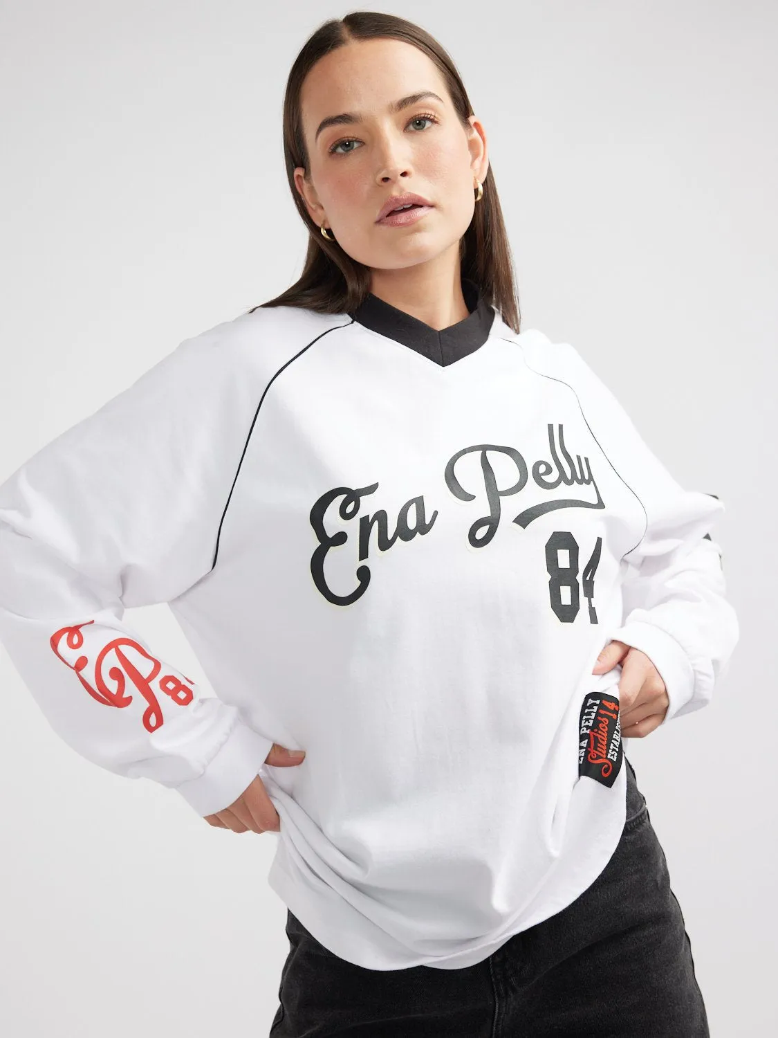 SCRIPT JERSEY LONG SLEEVE TEE sold by Ena Pelly product image thumbnail 5