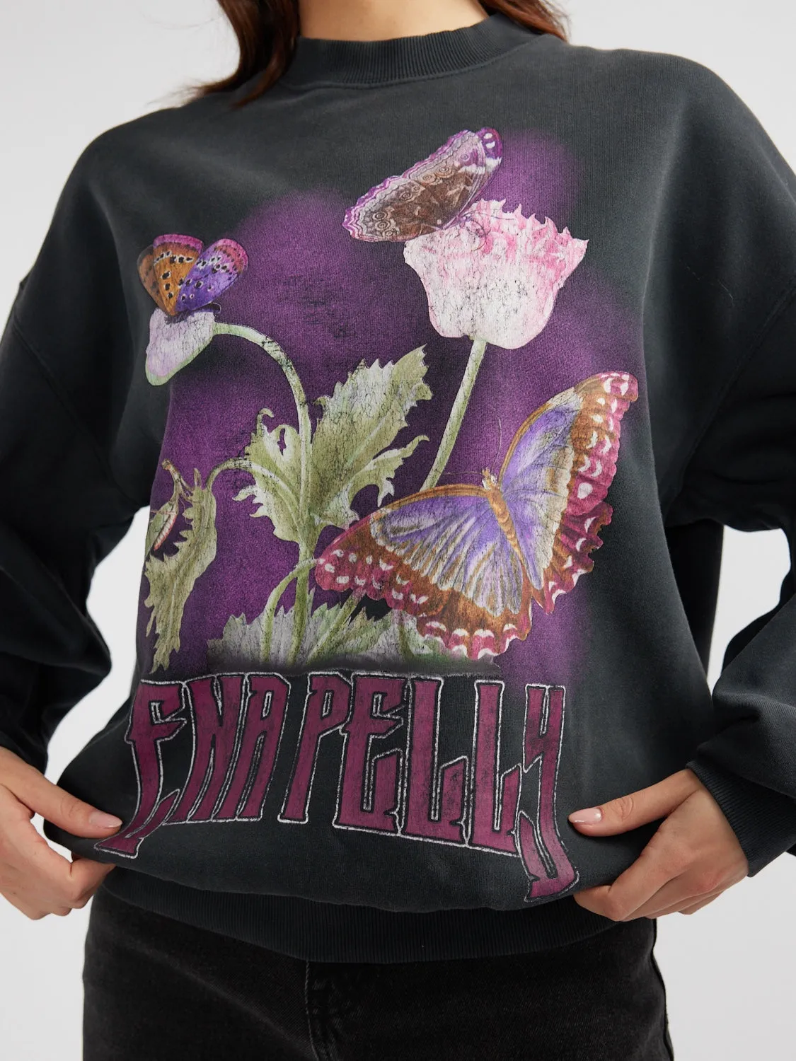 BUTTERFLY GARDEN SWEATSHIRT - Vintage Black sold by Ena Pelly product image thumbnail 2
