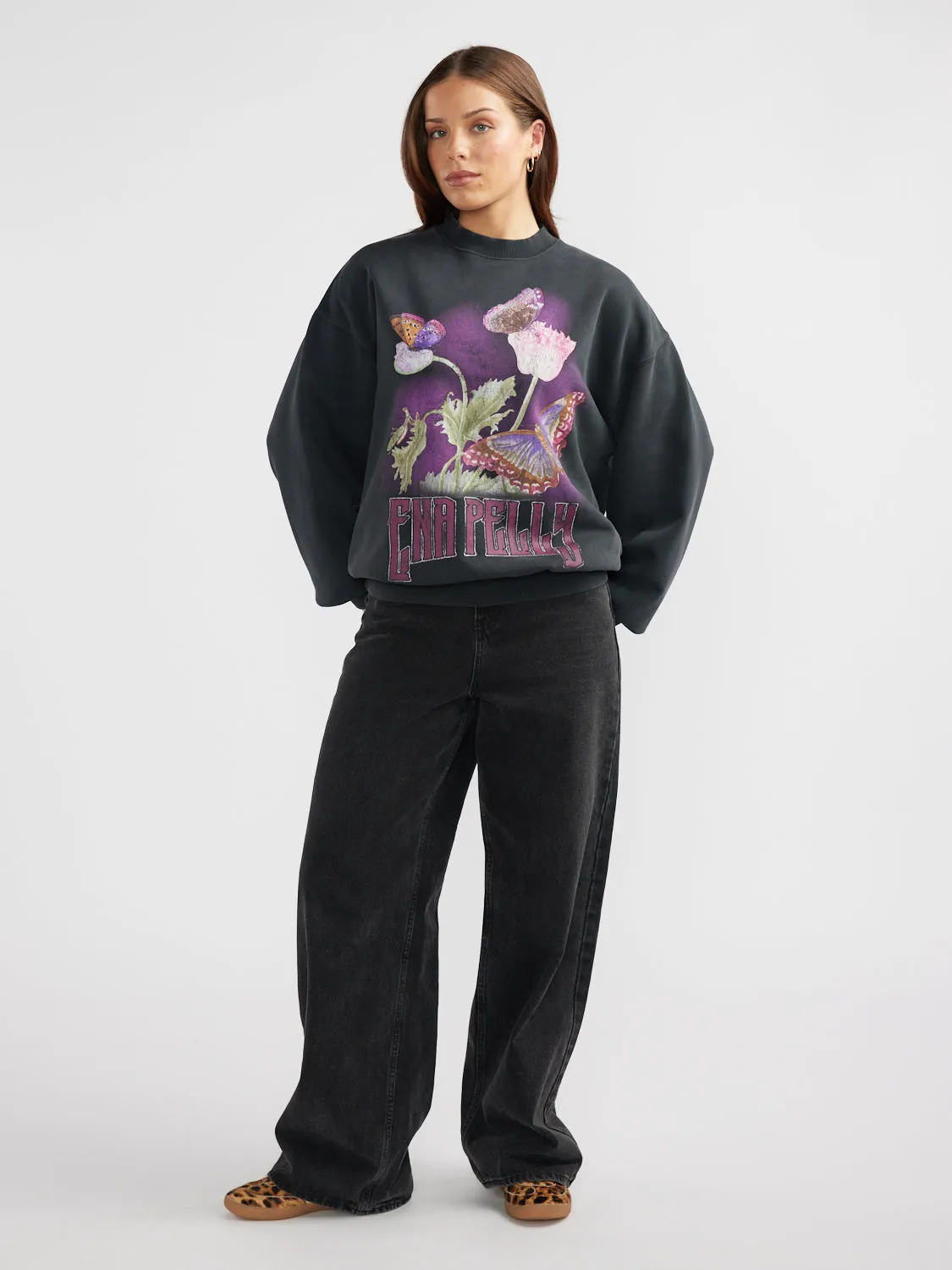 BUTTERFLY GARDEN SWEATSHIRT - Vintage Black sold by Ena Pelly