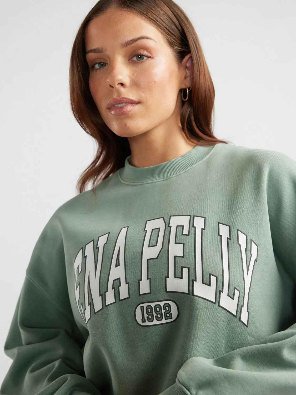 COLLEGIATE SWEATSHIRT - Olive sold by Ena Pelly product image thumbnail 2